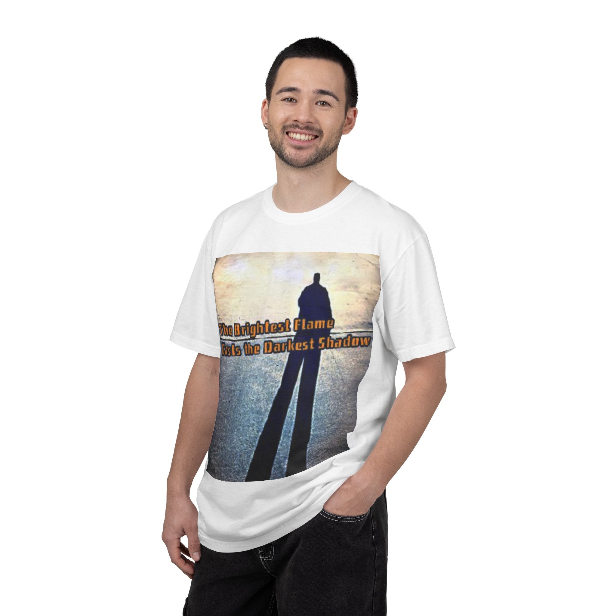 Inspirational Shadow Silhouette T-Shirt — "The Brightest Flame Casts the Darkest Shadow"
