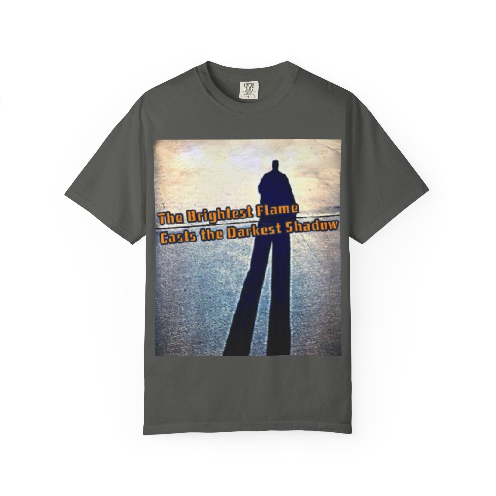 Inspirational Shadow Silhouette T-Shirt — "The Brightest Flame Casts the Darkest Shadow"