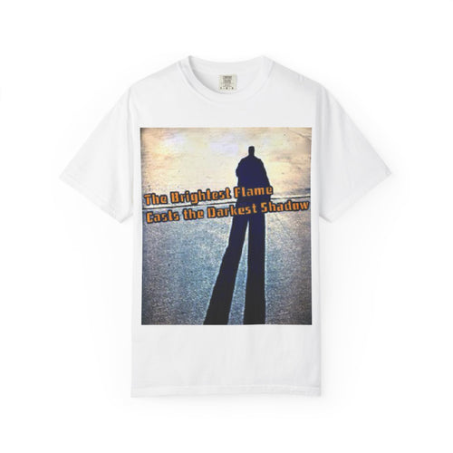 Inspirational Shadow Silhouette T-Shirt — "The Brightest Flame Casts the Darkest Shadow"