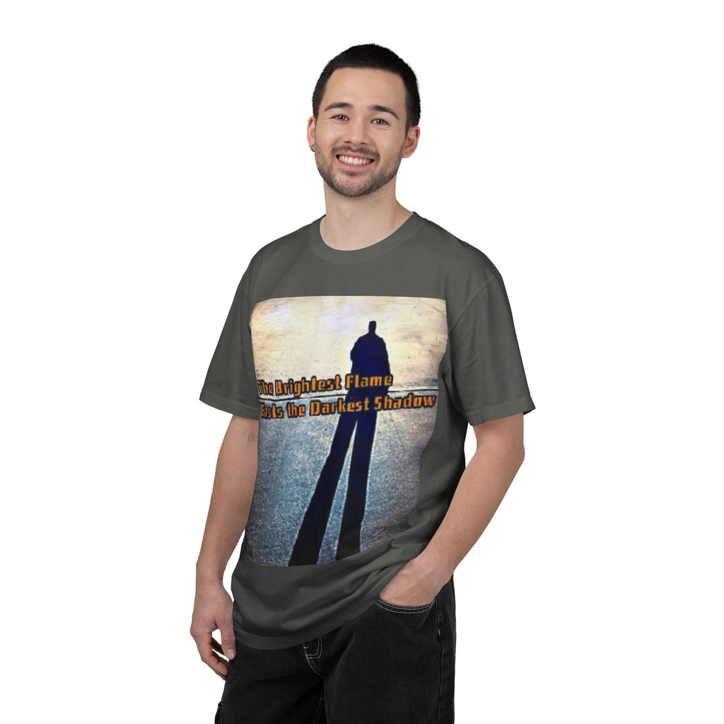 Inspirational Shadow Silhouette T-Shirt — "The Brightest Flame Casts the Darkest Shadow"